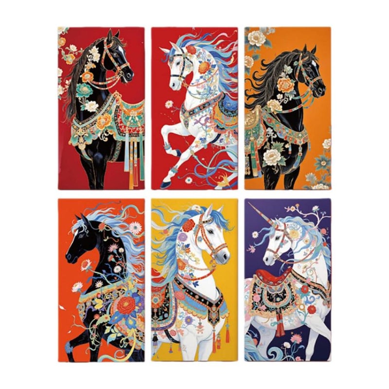 Red Envelopes Chinese New Year, Horse Year Lunar New Lucky Money Envelopes, 6 Designs with Vibrant Horse Patterns, Large Capacity for Gifts Banknotes - Image 1